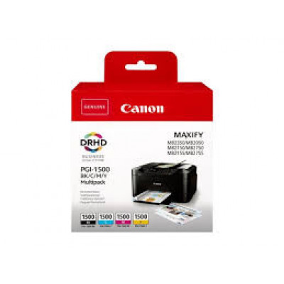 Canon PGI-1500 BK/C/M/Y Multipack - 4-pack - black, yellow, cyan, magenta - original - ink tank - for MAXIFY iB4050, iB4150, MB5150, MB5155, MB5350, MB5450